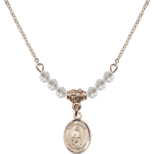 14kt Gold Filled Saint Odilia Birthstone Necklace with Crystal Beads - 9319