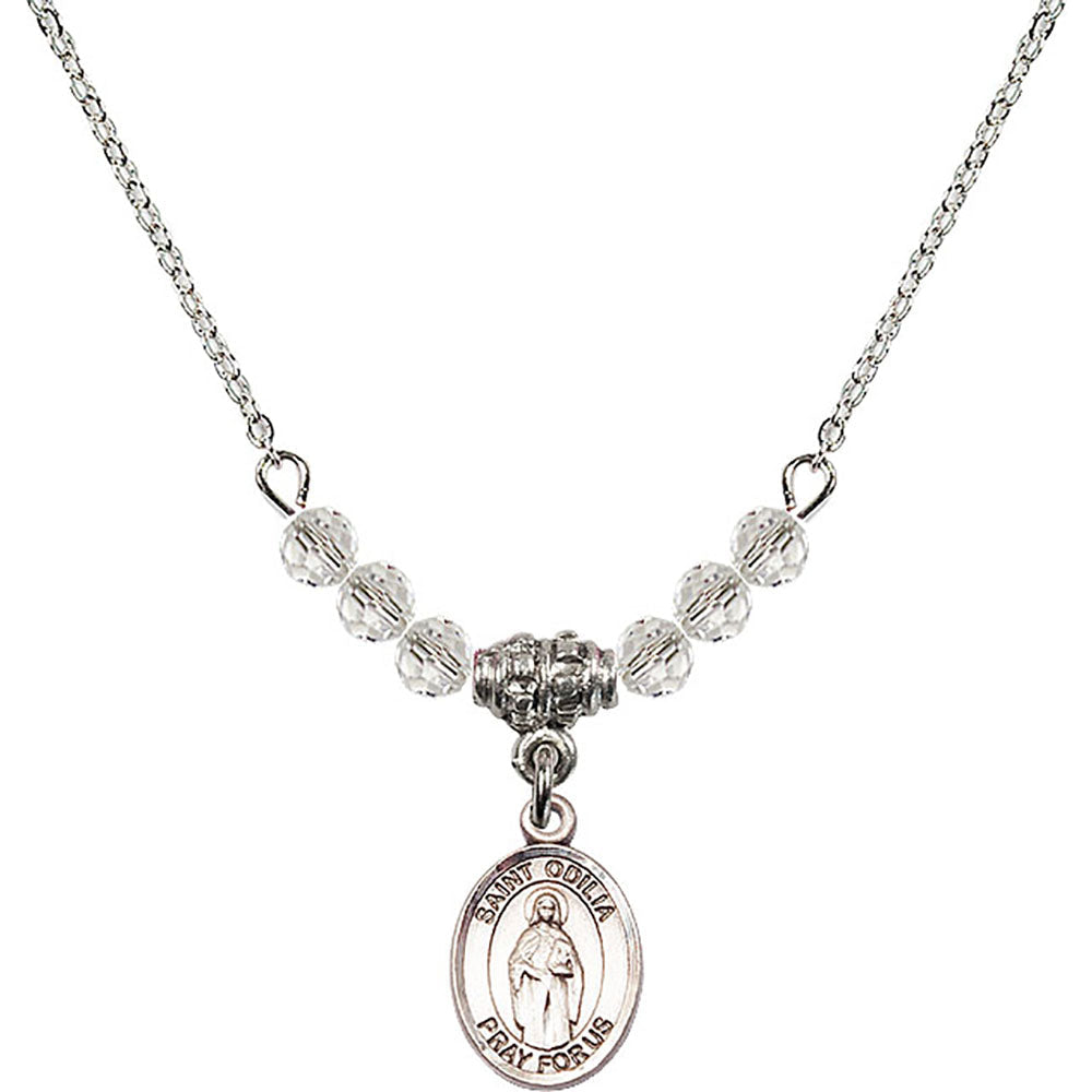 Sterling Silver Saint Odilia Birthstone Necklace with Crystal Beads - 9319