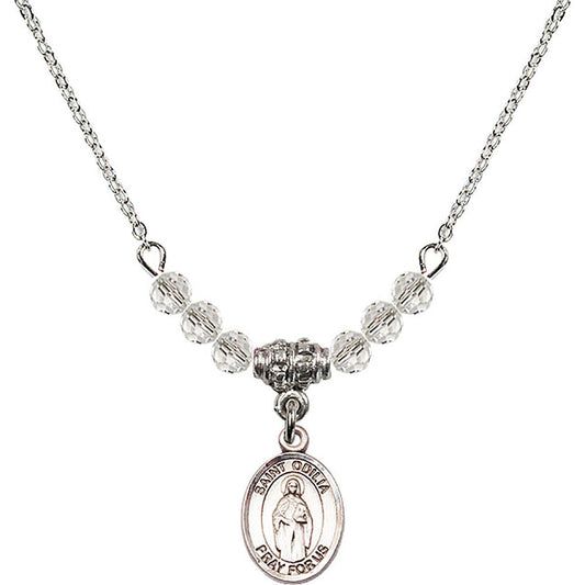 Sterling Silver Saint Odilia Birthstone Necklace with Crystal Beads - 9319