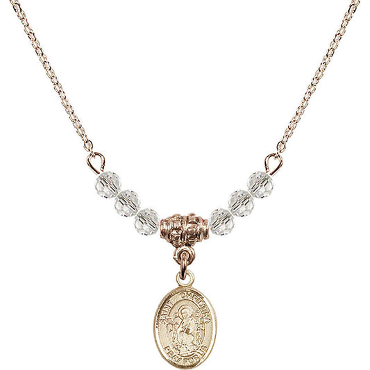 14kt Gold Filled Saint Christina the Astonishing Birthstone Necklace with Crystal Beads - 9320