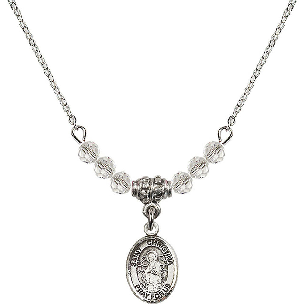 Sterling Silver Saint Christina the Astonishing Birthstone Necklace with Crystal Beads - 9320