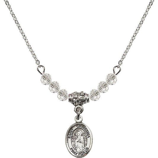 Sterling Silver Saint Christina the Astonishing Birthstone Necklace with Crystal Beads - 9320
