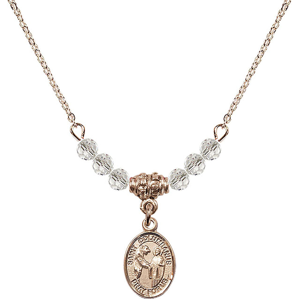 14kt Gold Filled Saint Columbanus Birthstone Necklace with Crystal Beads - 9321