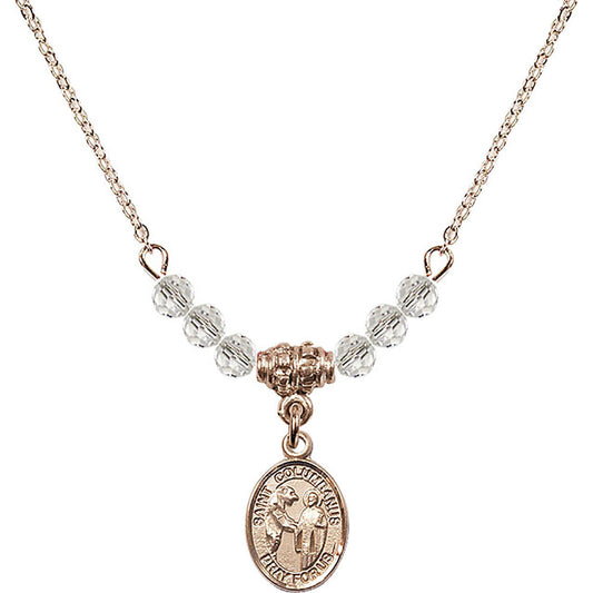 14kt Gold Filled Saint Columbanus Birthstone Necklace with Crystal Beads - 9321