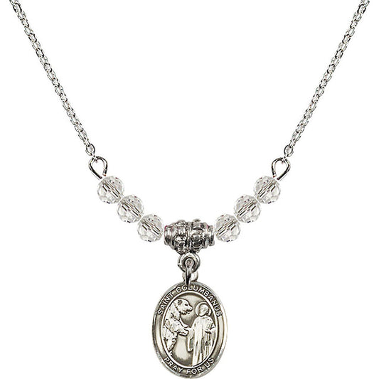 Sterling Silver Saint Columbanus Birthstone Necklace with Crystal Beads - 9321
