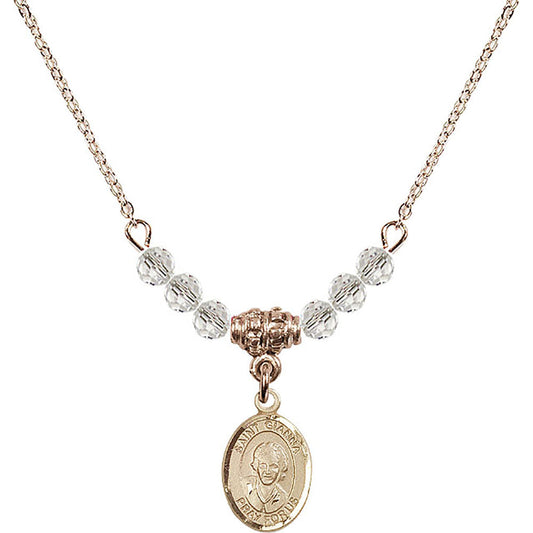 14kt Gold Filled Saint Gianna Beretta Molla Birthstone Necklace with Crystal Beads - 9322