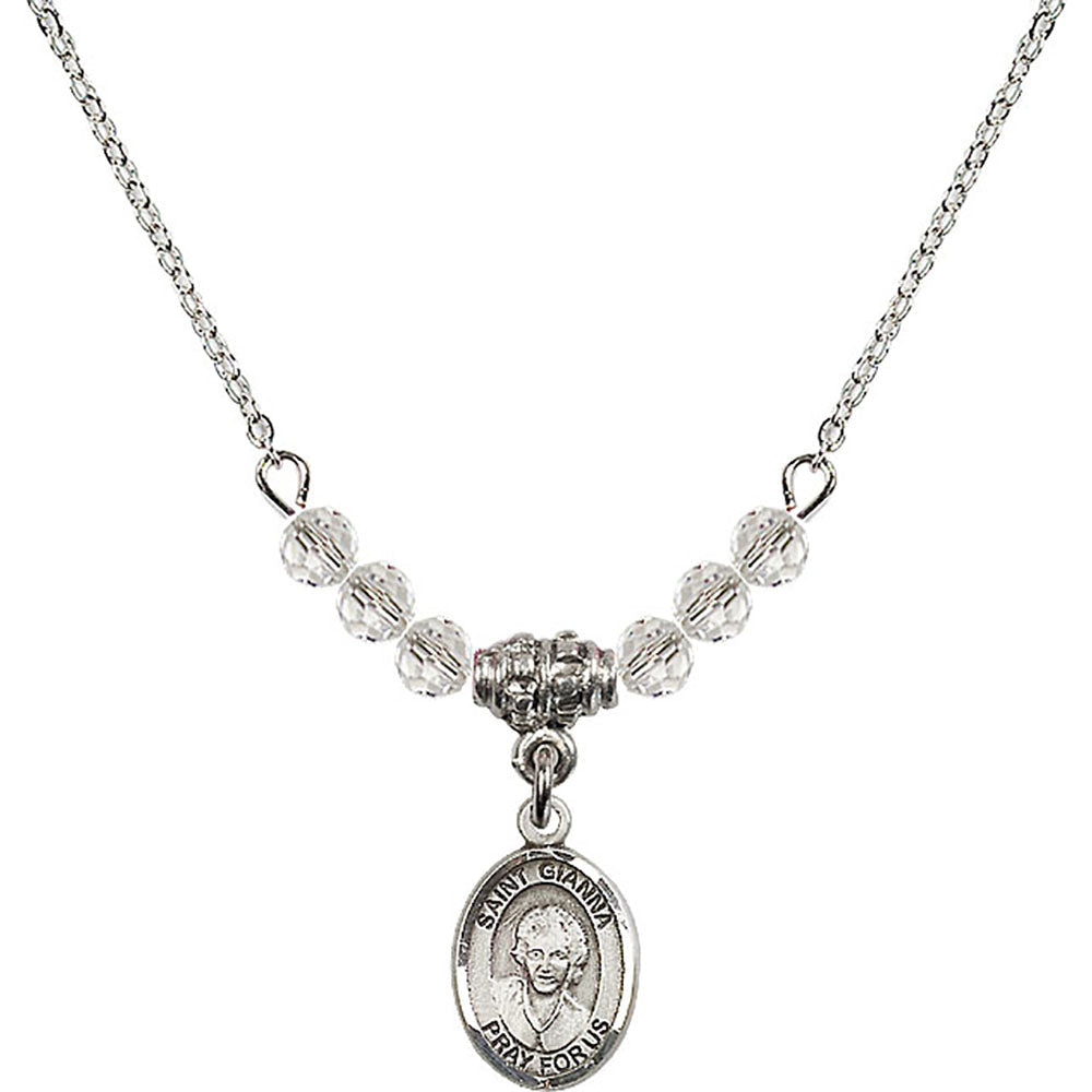 Sterling Silver Saint Gianna Beretta Molla Birthstone Necklace with Crystal Beads - 9322