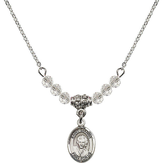 Sterling Silver Saint Gianna Beretta Molla Birthstone Necklace with Crystal Beads - 9322