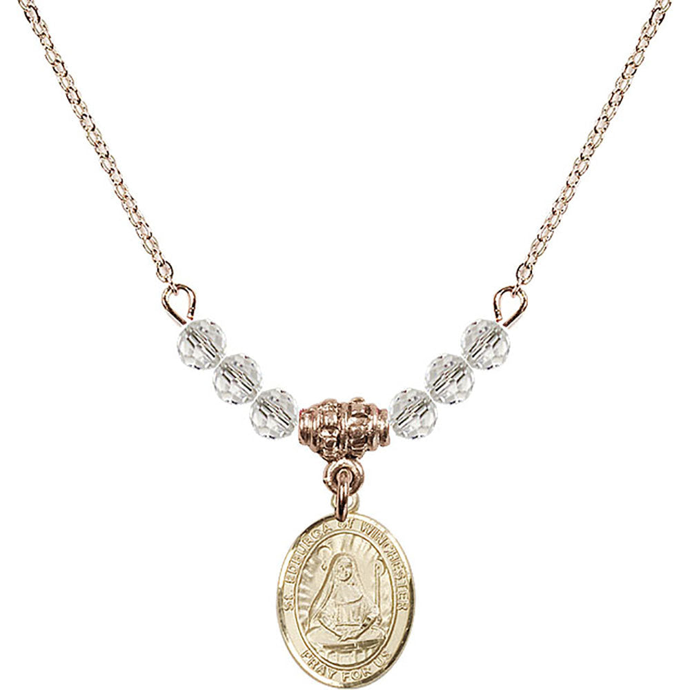 14kt Gold Filled Saint Edburga of Winchester Birthstone Necklace with Crystal Beads - 9324