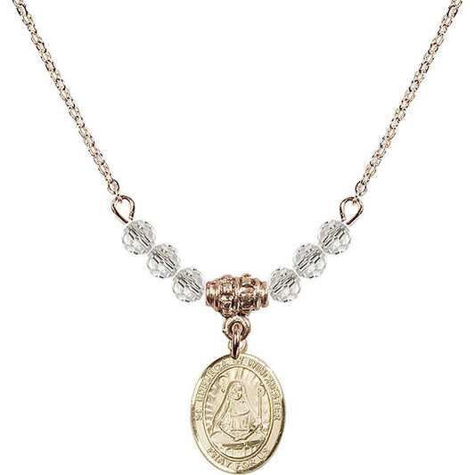 14kt Gold Filled Saint Edburga of Winchester Birthstone Necklace with Crystal Beads - 9324