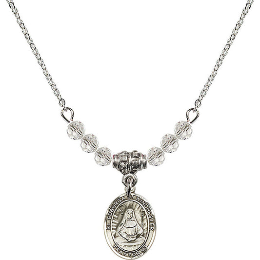 Sterling Silver Saint Edburga of Winchester Birthstone Necklace with Crystal Beads - 9324