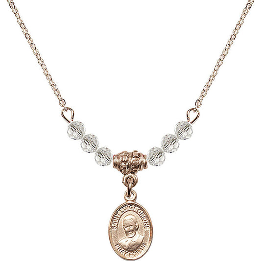 14kt Gold Filled Saint Luigi Orione Birthstone Necklace with Crystal Beads - 9326