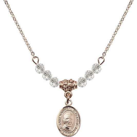 14kt Gold Filled Saint Hannibal Birthstone Necklace with Crystal Beads - 9327