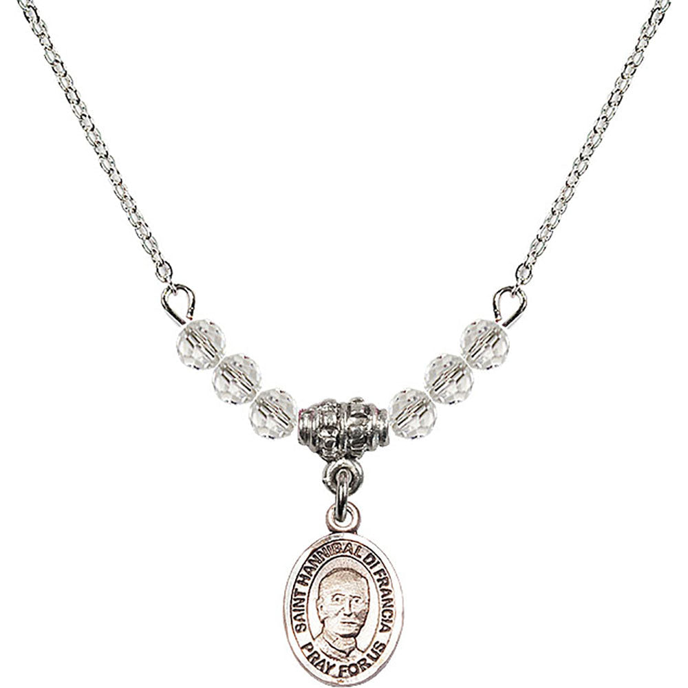 Sterling Silver Saint Hannibal Birthstone Necklace with Crystal Beads - 9327