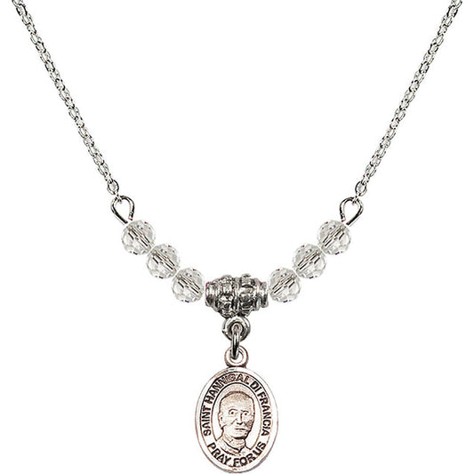 Sterling Silver Saint Hannibal Birthstone Necklace with Crystal Beads - 9327