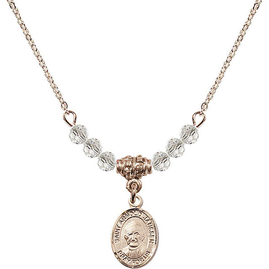 14kt Gold Filled Saint Arnold Janssen Birthstone Necklace with Crystal Beads - 9328