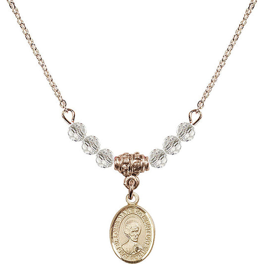 14kt Gold Filled Saint Louis Marie de Montfort Birthstone Necklace with Crystal Beads - 9330