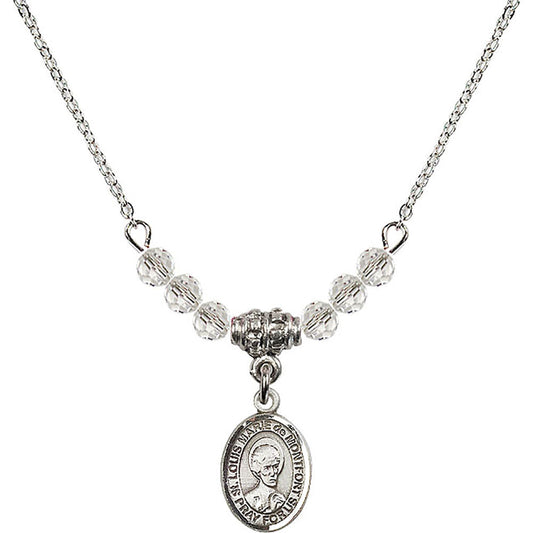Sterling Silver Saint Louis Marie de Montfort Birthstone Necklace with Crystal Beads - 9330