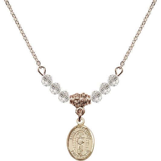 14kt Gold Filled Saint Matthias the Apostle Birthstone Necklace with Crystal Beads - 9331