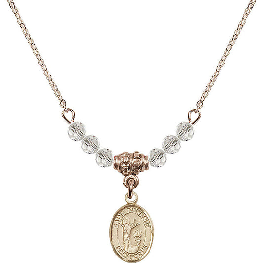 14kt Gold Filled Saint Kenneth Birthstone Necklace with Crystal Beads - 9332