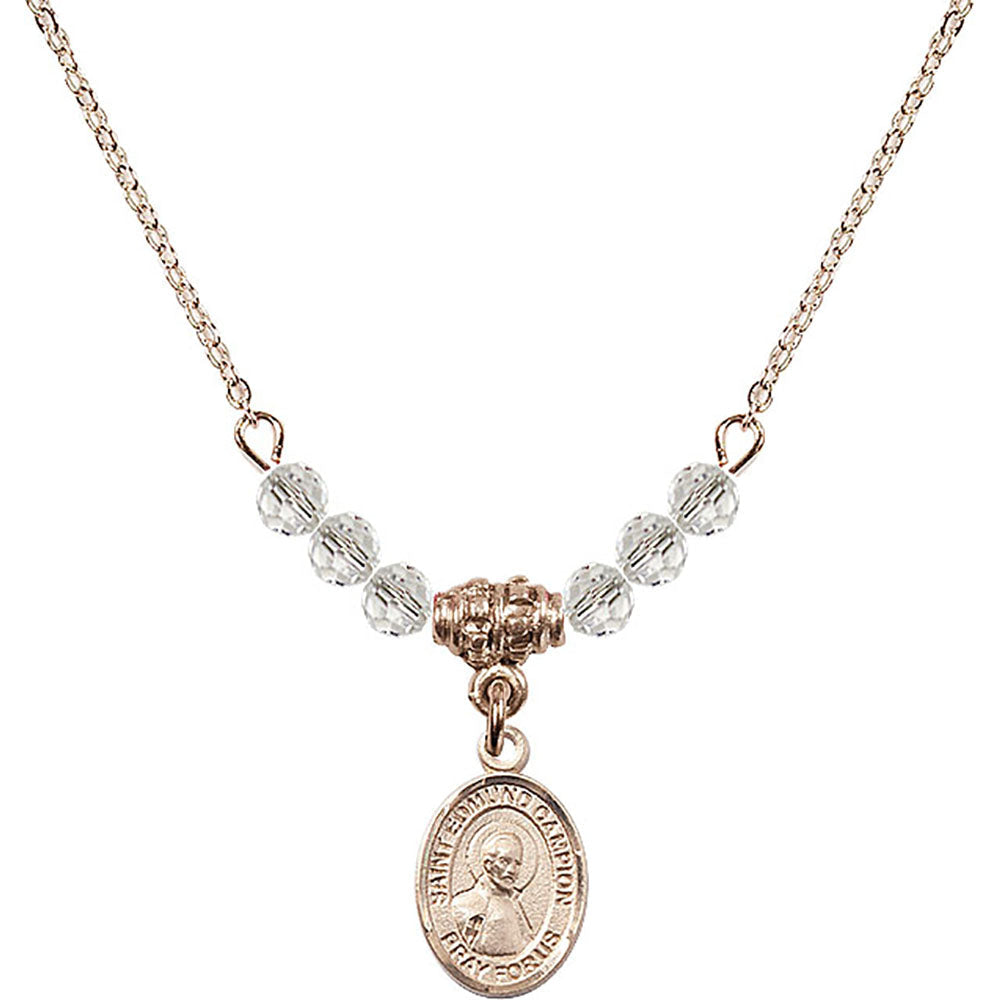 14kt Gold Filled Saint Edmund Campion Birthstone Necklace with Crystal Beads - 9333