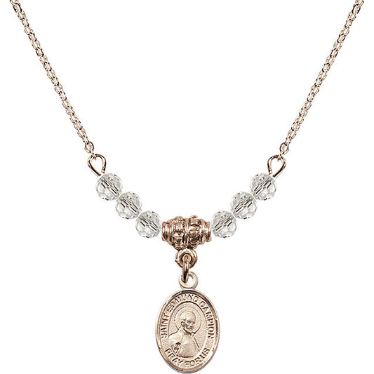 14kt Gold Filled Saint Edmund Campion Birthstone Necklace with Crystal Beads - 9333