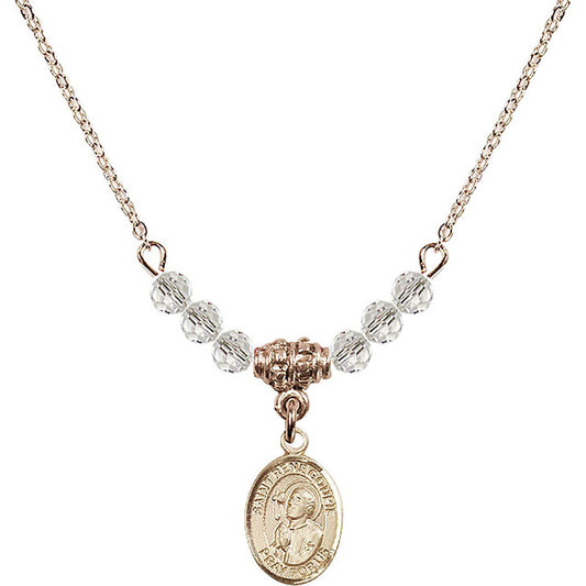 14kt Gold Filled Saint Rene Goupil Birthstone Necklace with Crystal Beads - 9334
