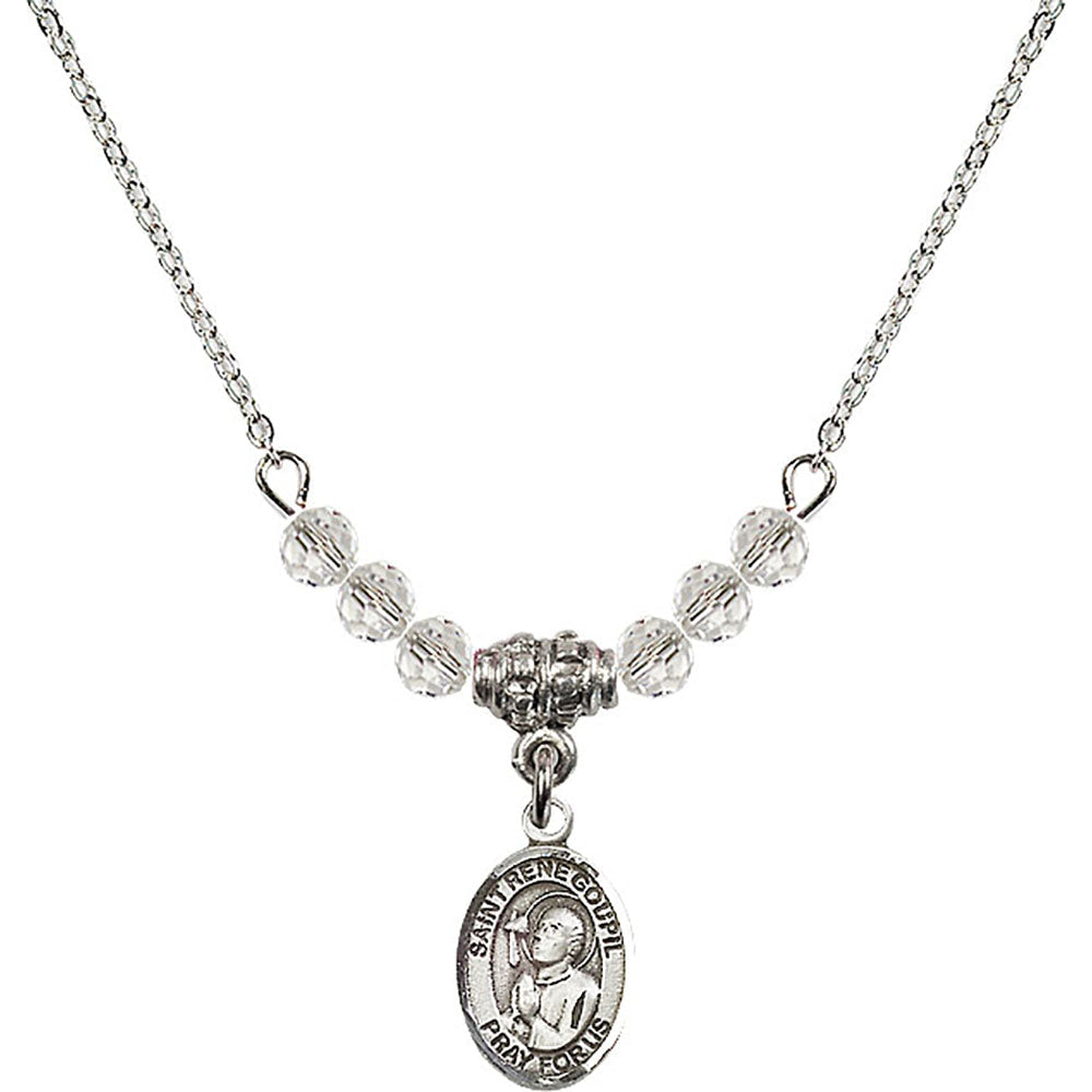 Sterling Silver Saint Rene Goupil Birthstone Necklace with Crystal Beads - 9334