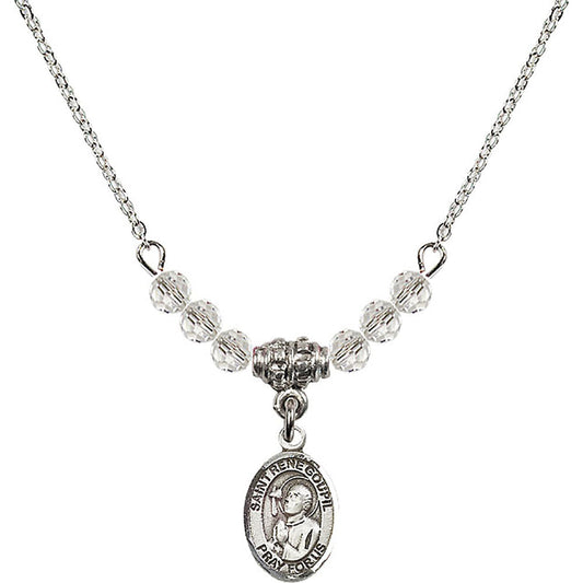 Sterling Silver Saint Rene Goupil Birthstone Necklace with Crystal Beads - 9334