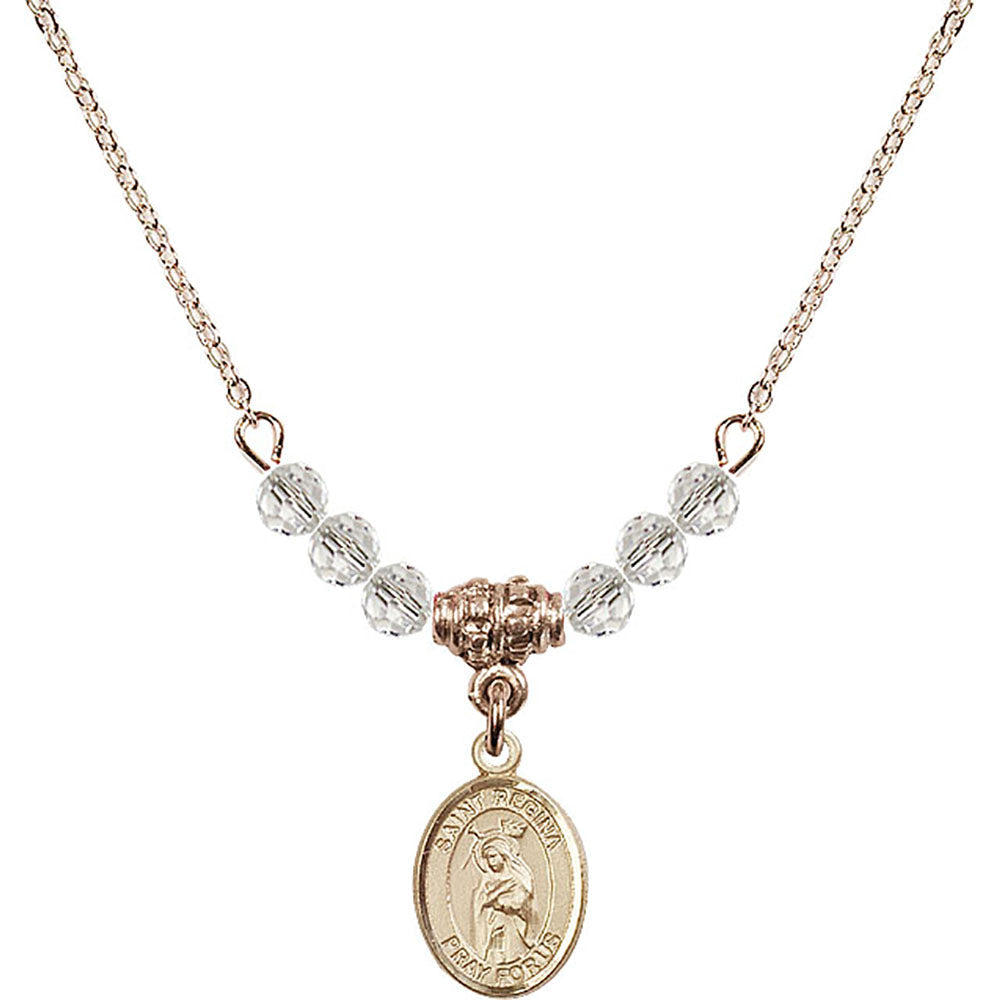 14kt Gold Filled Saint Regina Birthstone Necklace with Crystal Beads - 9335