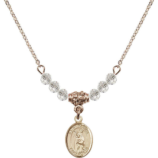 14kt Gold Filled Saint Regina Birthstone Necklace with Crystal Beads - 9335