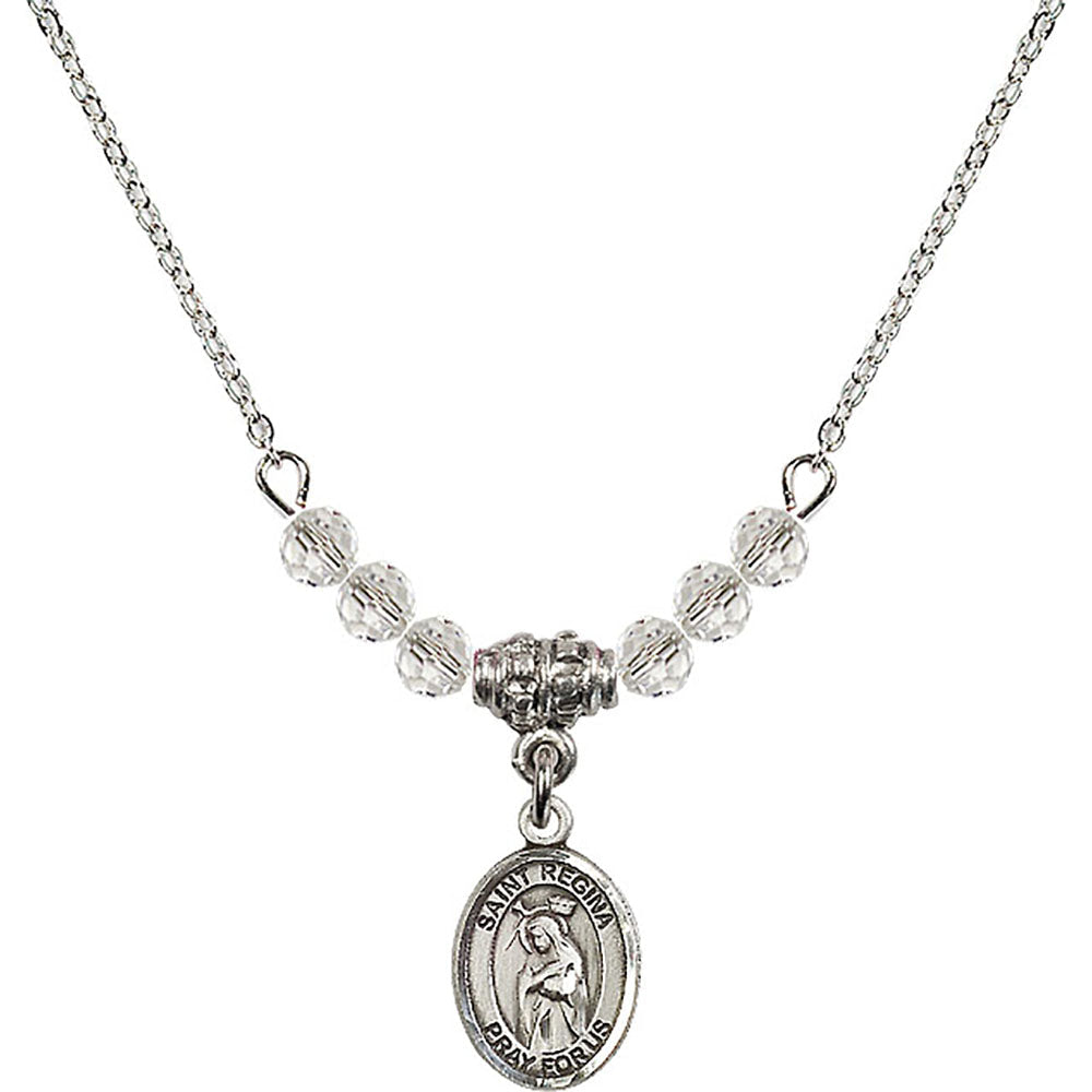 Sterling Silver Saint Regina Birthstone Necklace with Crystal Beads - 9335