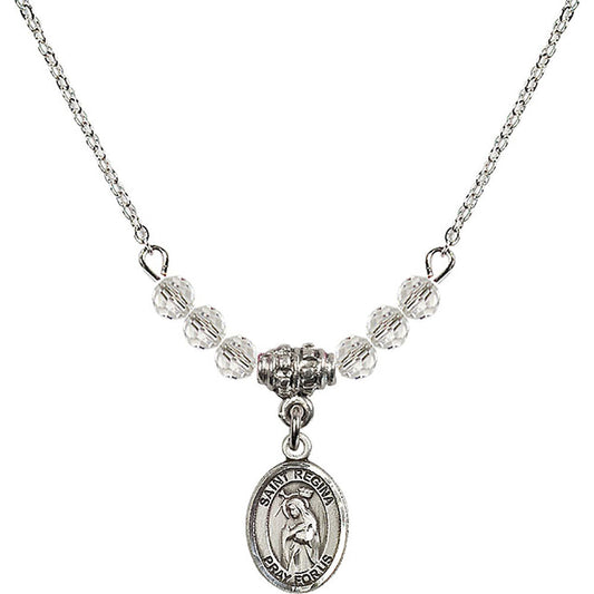 Sterling Silver Saint Regina Birthstone Necklace with Crystal Beads - 9335