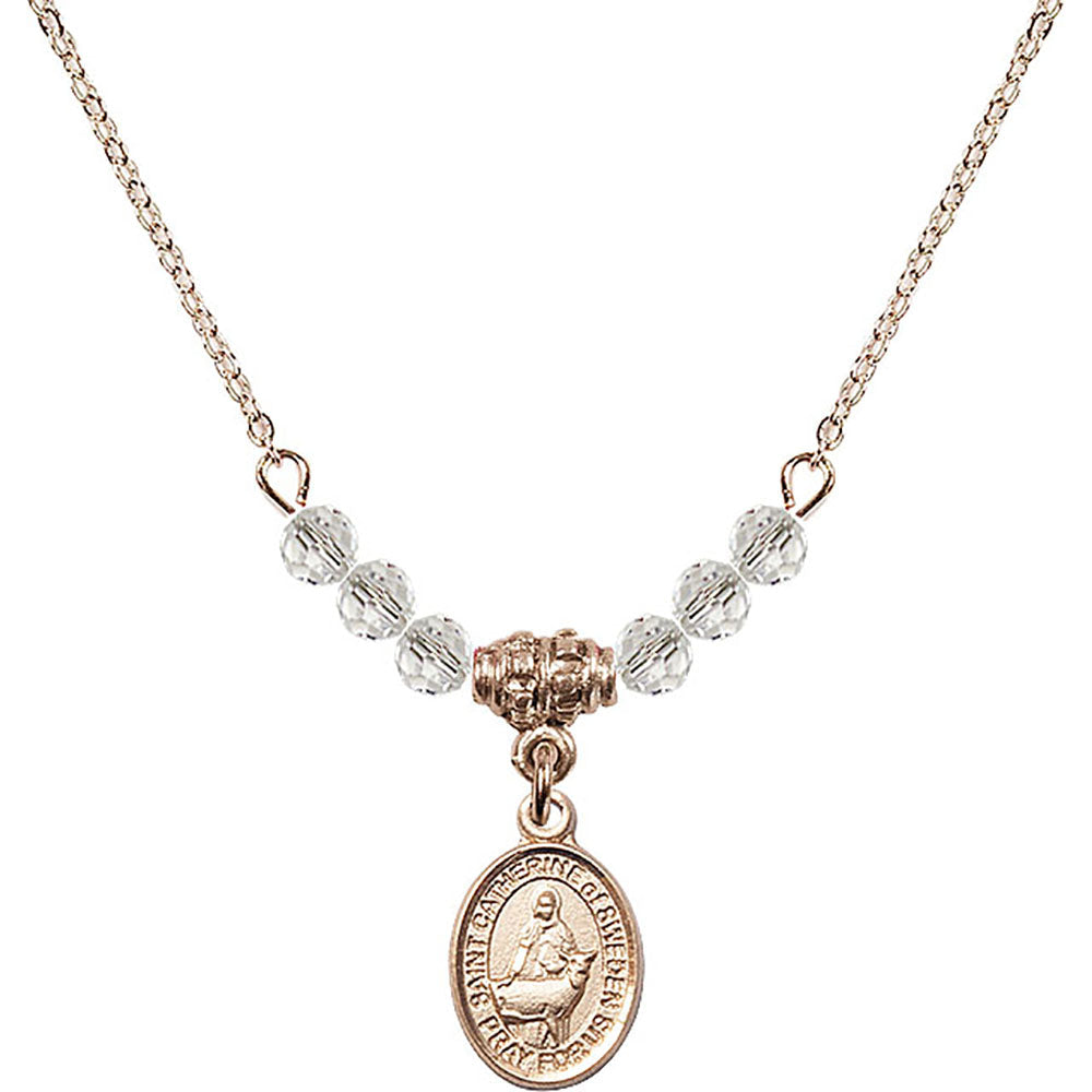 14kt Gold Filled Saint Catherine of Sweden Birthstone Necklace with Crystal Beads - 9336