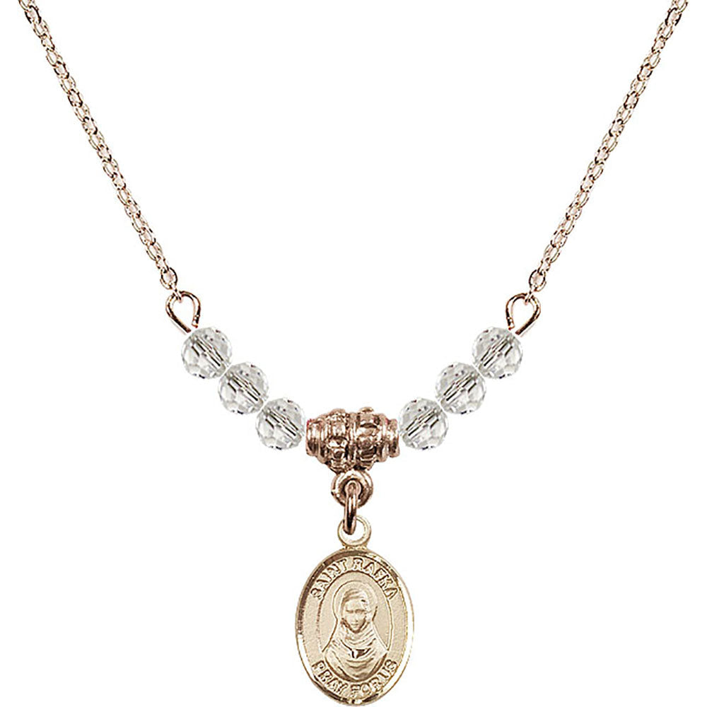 14kt Gold Filled Saint Rafka Birthstone Necklace with Crystal Beads - 9338