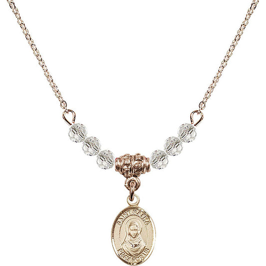 14kt Gold Filled Saint Rafka Birthstone Necklace with Crystal Beads - 9338