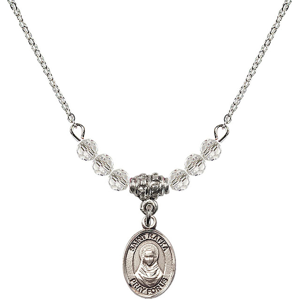 Sterling Silver Saint Rafka Birthstone Necklace with Crystal Beads - 9338