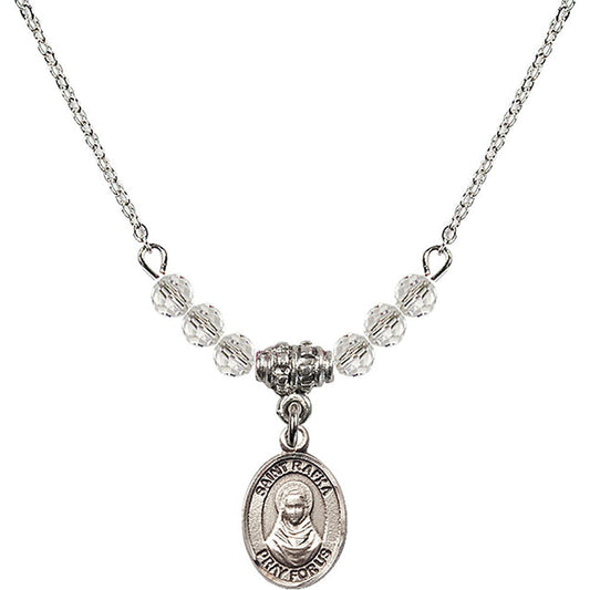 Sterling Silver Saint Rafka Birthstone Necklace with Crystal Beads - 9338