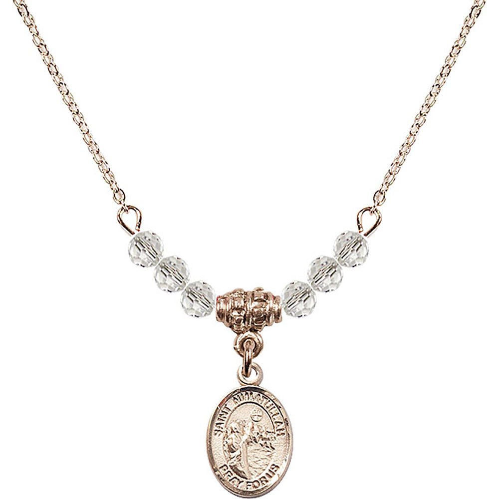 14kt Gold Filled Saint Nimatullah Birthstone Necklace with Crystal Beads - 9339
