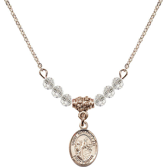 14kt Gold Filled Saint Nimatullah Birthstone Necklace with Crystal Beads - 9339