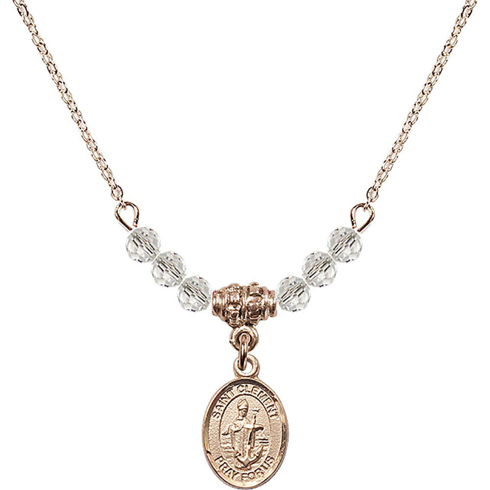 14kt Gold Filled Saint Clement Birthstone Necklace with Crystal Beads - 9340