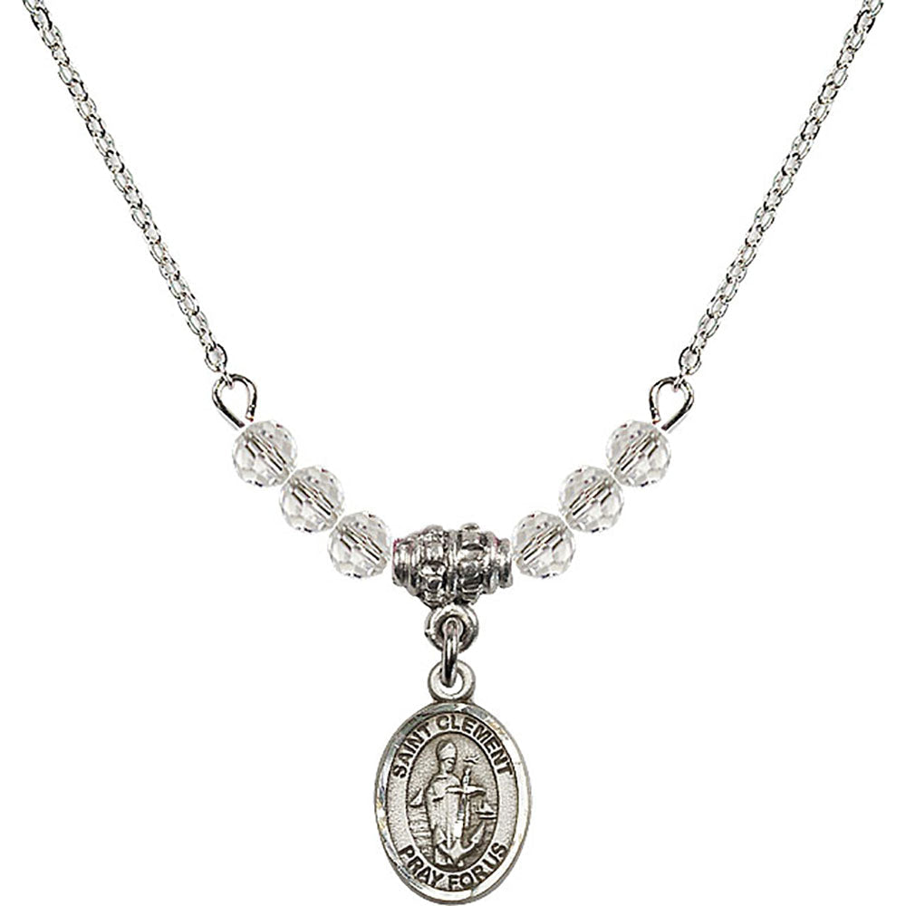 Sterling Silver Saint Clement Birthstone Necklace with Crystal Beads - 9340