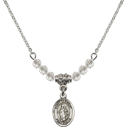 Sterling Silver Saint Clement Birthstone Necklace with Crystal Beads - 9340