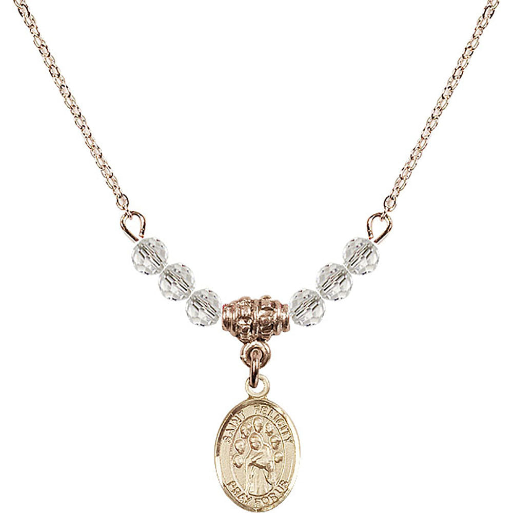 14kt Gold Filled Saint Felicity Birthstone Necklace with Crystal Beads - 9341