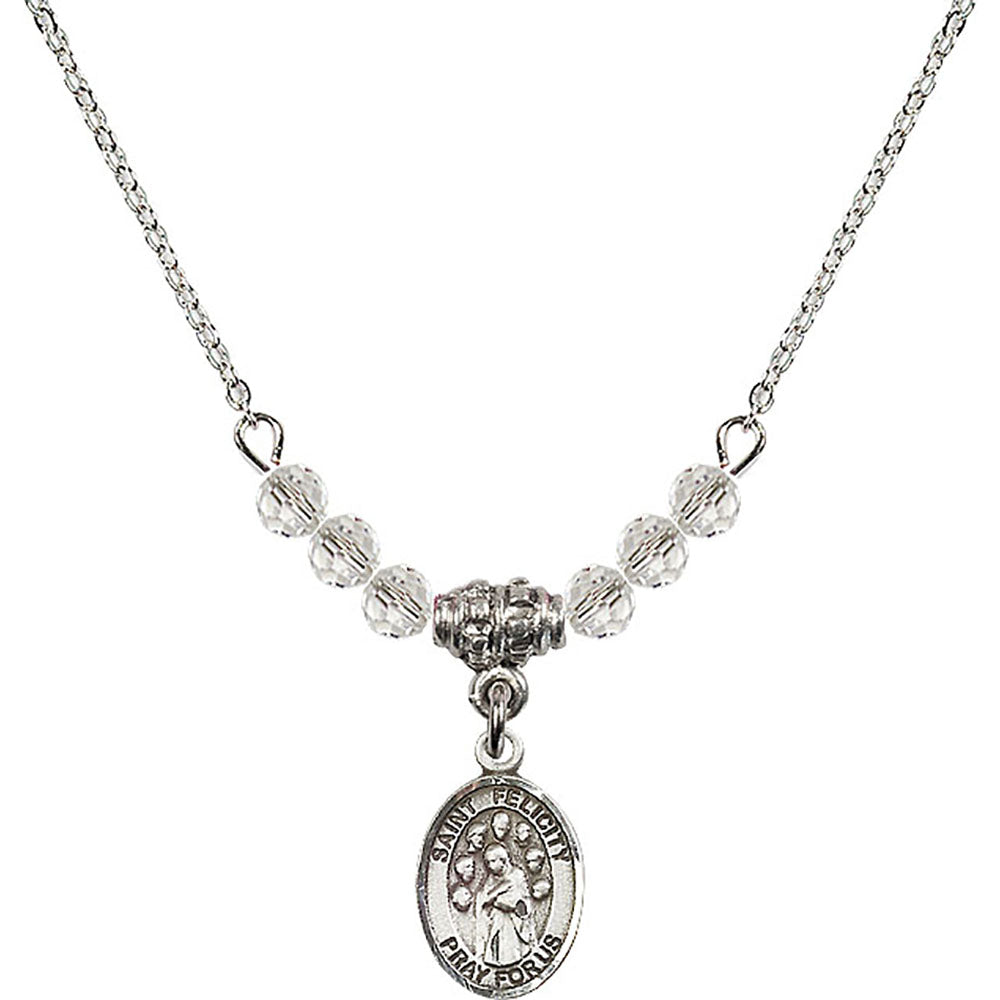 Sterling Silver Saint Felicity Birthstone Necklace with Crystal Beads - 9341