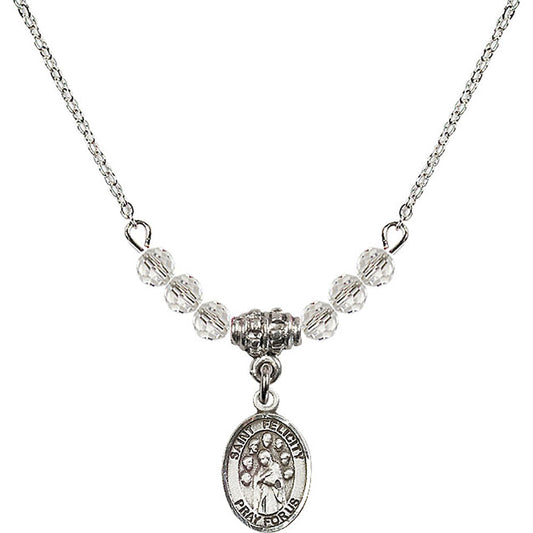 Sterling Silver Saint Felicity Birthstone Necklace with Crystal Beads - 9341