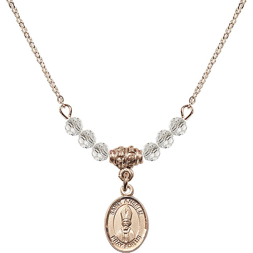 14kt Gold Filled Saint Anselm of Canterbury Birthstone Necklace with Crystal Beads - 9342