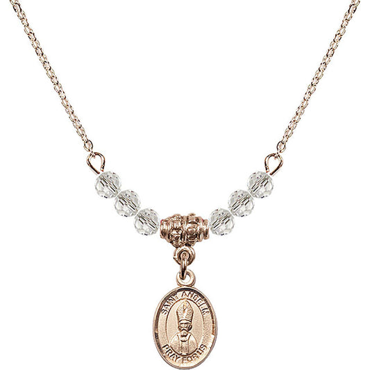 14kt Gold Filled Saint Anselm of Canterbury Birthstone Necklace with Crystal Beads - 9342