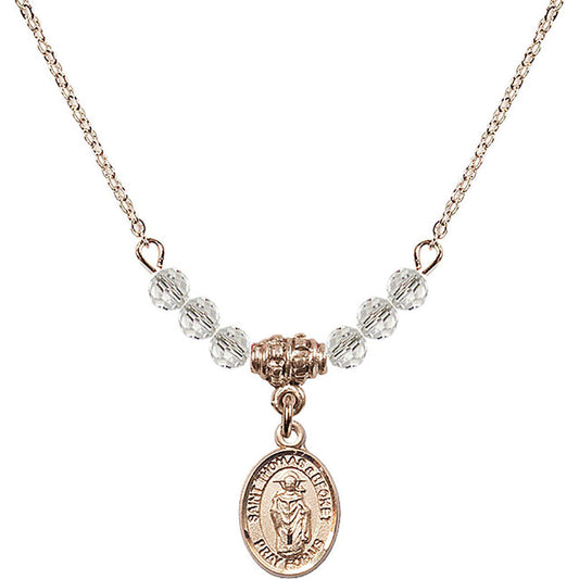14kt Gold Filled Saint Thomas A Becket Birthstone Necklace with Crystal Beads - 9344