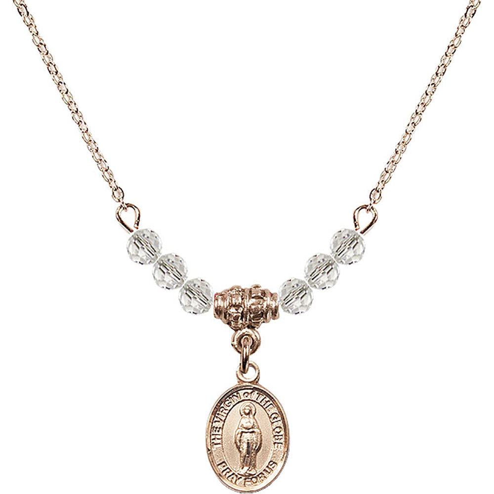14kt Gold Filled Virgin of the Globe Birthstone Necklace with Crystal Beads - 9345